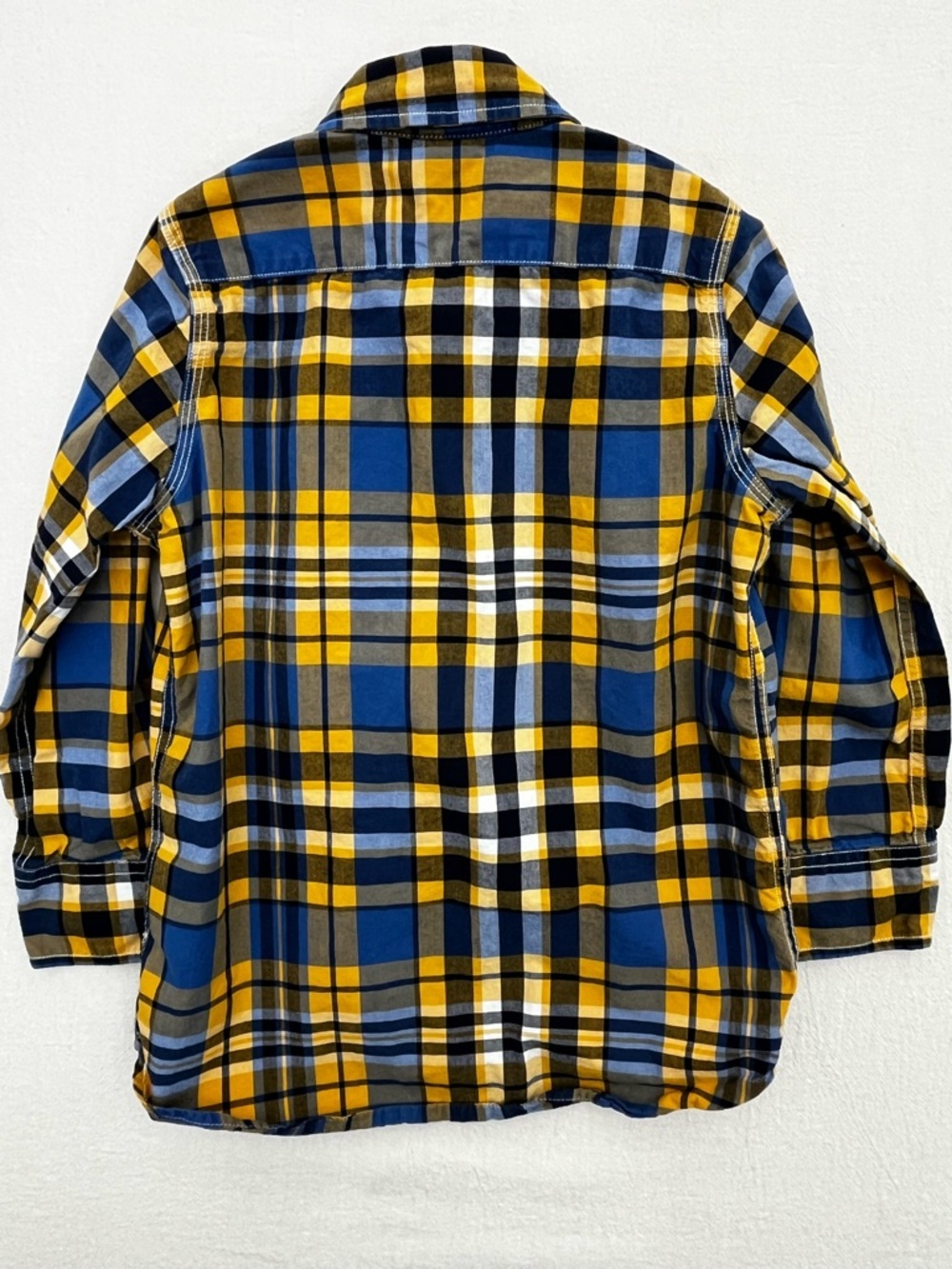Gap Kids Plaid Cotton Button Down Shirt Boys 4/5 Blue Yellow Long Sleeve Classic - Picture 4 of 6
